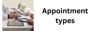Appointment types - image of a GP consultation - click here to find out more about the different type of appointments available