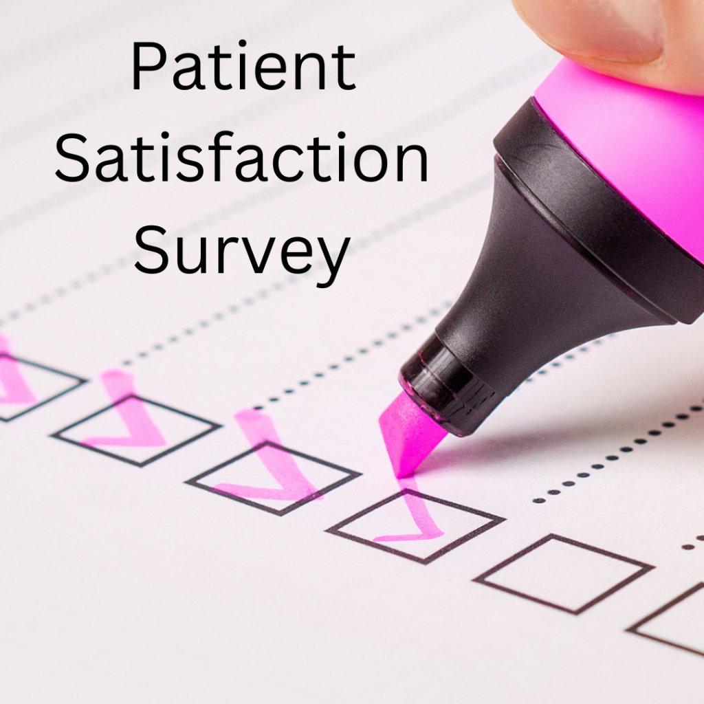 Image showing Patient Satisfaction Survey, tick boxes and pink marker pen